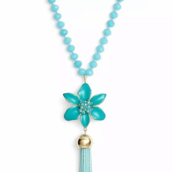 Kate Spade Turquoise Lovely Lilies Beaded Necklace - Picture 2 of 4